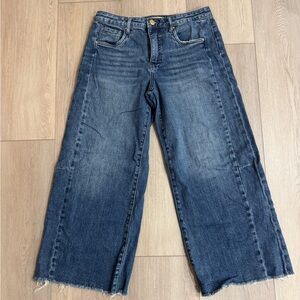 Kut from the Kloth Meg Fab Ab High Waist Raw Hem Ankle Wide Leg Jeans